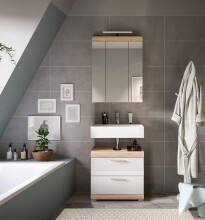 Badezimmer-Set >Lambada< in Eiche Dekor / Weiß - 60x191x34cm (BxHxT)
