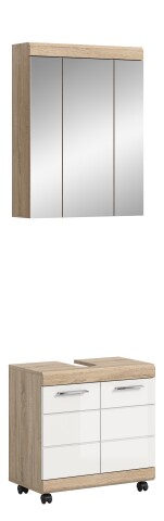 Badezimmer-Set >Lambada< in Eiche Dekor / Weiß - 60x191x34cm (BxHxT)
