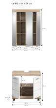 Badezimmer-Set >Lambada< in Eiche Dekor / Weiß - 60x191x34cm (BxHxT)