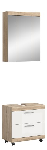 Badezimmer-Set >Lambada< in Eiche Dekor / Weiß - 60x191x34cm (BxHxT)