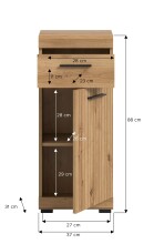 Hochschrank >Scout< in Artisan Eiche Nachbildung - 37x88x31cm (BxHxT)