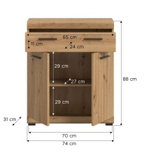 Hochschrank >Scout< in Artisan Eiche Nachbildung - 74x88x31cm (BxHxT)