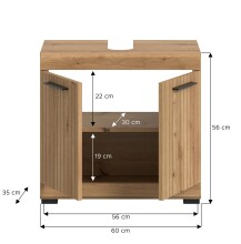 Waschbeckenunterschrank >Scout< in Artisan Eiche Nachbildung - 60x56x34 (BxHxT)
