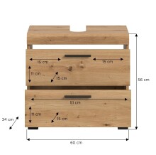 Waschbeckenunterschrank >Scout< in Artisan Eiche Nachbildung - 60x56x34 (BxHxT)