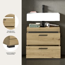 Waschbeckenunterschrank >Scout< in Artisan Eiche Nachbildung - 60x56x34 (BxHxT)