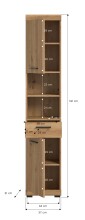 Hochschrank >Scout< in Artisan Eiche Nachbildung - 37x191x31cm (BxHxT)