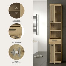 Hochschrank >Scout< in Artisan Eiche Nachbildung - 37x191x31cm (BxHxT)