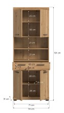 Hochschrank >Scout< in Artisan Eiche Nachbildung - 74x191x31cm (BxHxT)