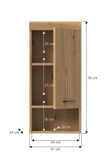 Hängeschrank >Scout< in Artisan Eiche Nachbildung - 37x79x24cm (BxHxT)