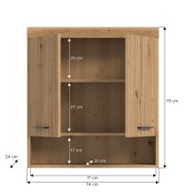 Hängeschrank >Scout< in Artisan Eiche Nachbildung - 74x79x24cm (BxHxT)