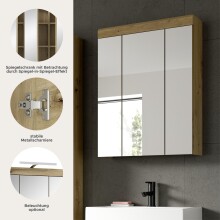 Badezimmerspiegelschrank >Scout< in Eiche Dekor / Spiegel - 60x79x18cm (BxHxT)