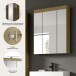 Badezimmerspiegelschrank >Scout< in Eiche Dekor / Spiegel - 60x79x18cm (BxHxT)