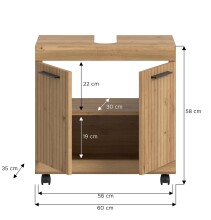 Waschbeckenunterschrank >Scout< in Artisan Eiche Nachbildung - 60x60x34 (BxHxT)