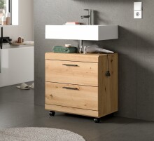 Waschbeckenunterschrank >Scout< in Artisan Eiche Nachbildung - 60x60x34 (BxHxT)