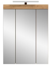 Badezimmerspiegelschrank >Scout< in Eiche Dekor / Spiegel - 60x79x18cm (BxHxT)
