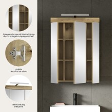 Badezimmerspiegelschrank >Scout< in Eiche Dekor / Spiegel - 60x79x18cm (BxHxT)