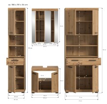 Badezimmer-Set >Scout< in Artisan Eiche Nachbildung - 201x191x34cm (BxHxT)