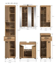Badezimmer-Set >Scout< in Artisan Eiche Nachbildung - 164x191x34cm (BxHxT)
