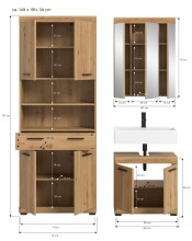 Badezimmer-Set >Scout< in Artisan Eiche Nachbildung - 149x191x34cm (BxHxT)