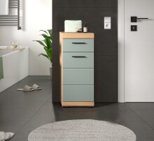 Hochschrank >Scout< in Artisan Eiche Nachbildung/Salbei - 37x88x31cm (BxHxT)