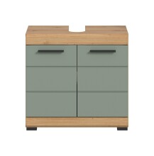 Waschbeckenunterschrank >Scout< in Eiche Dekor / Salbei - 60x56x34cm (BxHxT)