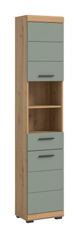 Hochschrank >Scout< in Artisan Eiche Nachbildung/Salbei - 37x191x31cm (BxHxT)
