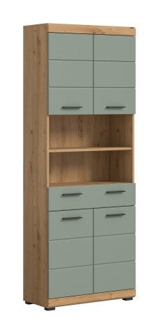 Hochschrank >Scout< in Artisan Eiche Nachbildung/Salbei - 74x191x31cm (BxHxT)