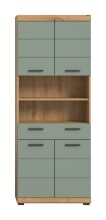 Hochschrank >Scout< in Artisan Eiche Nachbildung/Salbei - 74x191x31cm (BxHxT)