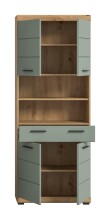 Hochschrank >Scout< in Artisan Eiche Nachbildung/Salbei - 74x191x31cm (BxHxT)