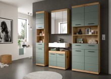Hochschrank >Scout< in Artisan Eiche Nachbildung/Salbei - 74x191x31cm (BxHxT)