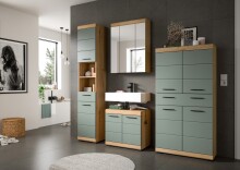 Midischrank >Scout< in Artisan Eiche Nachbildung/Salbei - 74x141x31cm (BxHxT)