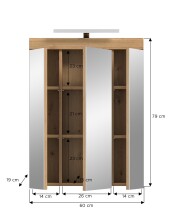 Badezimmerspiegelschrank >Scout< in Eiche Dekor / Spiegel - 60x79x18cm (BxHxT)