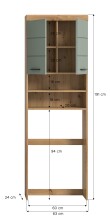 Waschmaschinenumbauschrank >Scout< in Eiche Dekor / Salbei - 63x191x24cm (BxHxT)