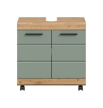 Waschbeckenunterschrank >Scout< in Eiche Dekor / Salbei - 60x60x34cm (BxHxT)