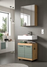 Waschbeckenunterschrank >Scout< in Eiche Dekor / Salbei - 60x60x34cm (BxHxT)
