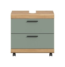 Waschbeckenunterschrank >Scout< in Eiche Dekor / Salbei - 60x60x34cm (BxHxT)