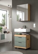 Waschbeckenunterschrank >Scout< in Eiche Dekor / Salbei - 60x60x34cm (BxHxT)