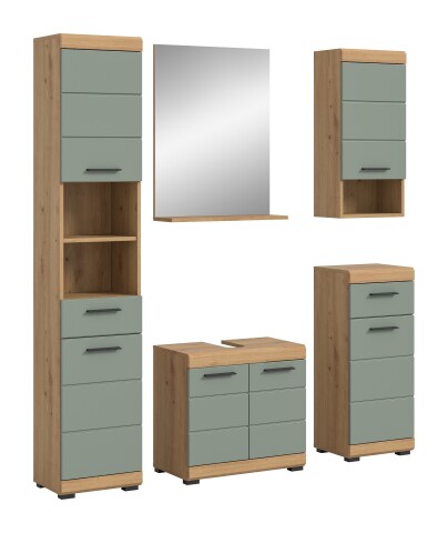 Badezimmer-Set >Scout< in Artisan Eiche Nachbildung/Salbei - 164x191x34 (BxHxT)