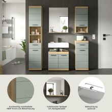 Badezimmer-Set >Scout< in Artisan Eiche Nachbildung/Salbei - 164x191x34 (BxHxT)