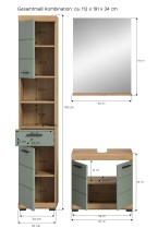 Badezimmer-Set >Scout< in Artisan Eiche Nachbildung/Salbei - 112x191x34 (BxHxT)