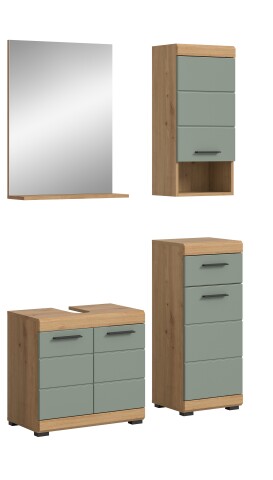 Badezimmer-Set >Scout< in Artisan Eiche Nachbildung/Salbei - 112x191x34 (BxHxT)