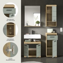 Badezimmer-Set >Scout< in Artisan Eiche Nachbildung/Salbei - 112x191x34 (BxHxT)