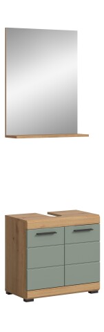 Badezimmer-Set >Scout< in Artisan Eiche Nachbildung/Salbei - 60x191x34cm (BxHxT)