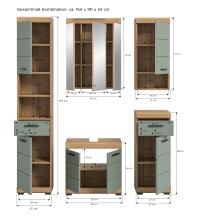 Badezimmer-Set >Scout< in Artisan Eiche Nachbildung/Salbei - 164x191x34 (BxHxT)
