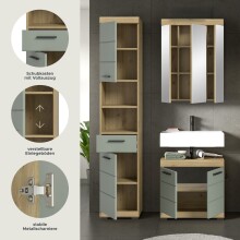 Badezimmer-Set >Scout< in Artisan Eiche Nachbildung/Salbei - 112x191x34 (BxHxT)