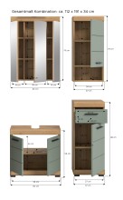 Badezimmer-Set >Scout< in Artisan Eiche Nachbildung/Salbei - 112x191x34 (BxHxT)