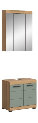 Badezimmer-Set >Scout< in Artisan Eiche Nachbildung/Salbei - 60x191x34cm (BxHxT)