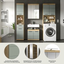 Badezimmer-Set >Scout< in Artisan Eiche Nachbildung/Salbei - 190x191x34 (BxHxT)
