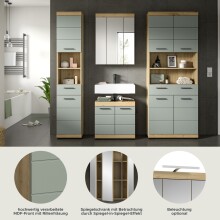 Badezimmer-Set >Scout< in Artisan Eiche Nachbildung/Salbei - 186x191x34 (BxHxT)