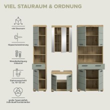 Badezimmer-Set >Scout< in Artisan Eiche Nachbildung/Salbei - 186x191x34 (BxHxT)